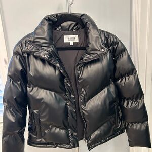 BB Dakota Black Faux Leather Puffer